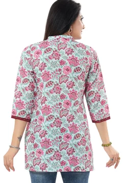 Digital Printed Rayon Kurti in Sea Green