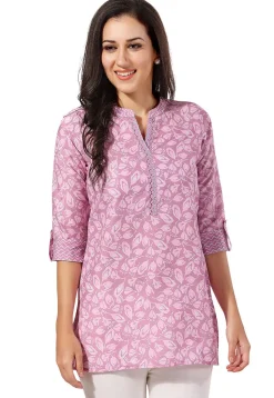 Digital Printed Rayon Kurti in Pink