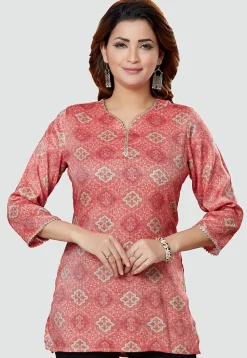 Digital Printed Rayon Kurti in Pink