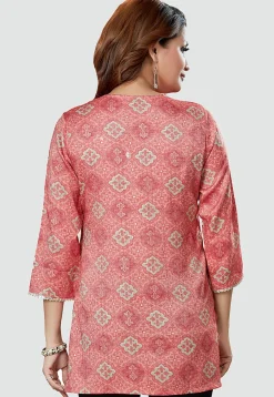 Digital Printed Rayon Kurti in Pink