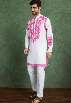 Digital Printed Rayon Kurta in Off White