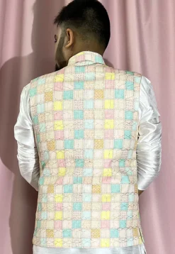 Digital Printed Rayon Nehru Jacket in Multicolor