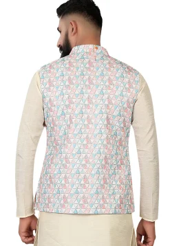 Digital Printed Rayon Nehru Jacket in Multicolor