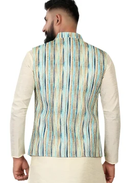 Digital Printed Rayon Nehru Jacket in Multicolor