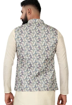 Digital Printed Rayon Nehru Jacket in Multicolor