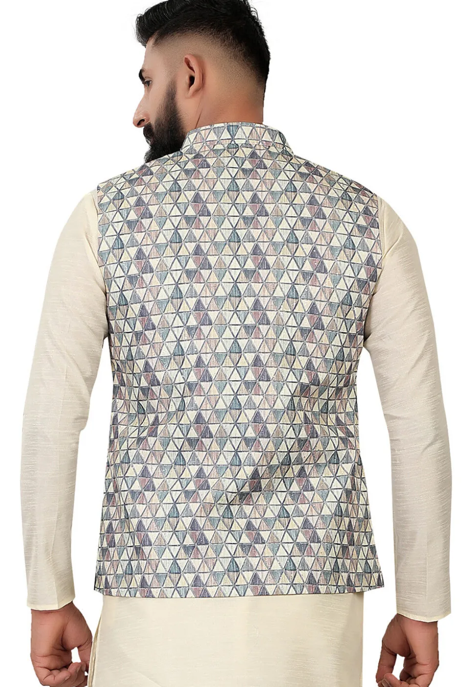 Digital Printed Rayon Nehru Jacket in Multicolor
