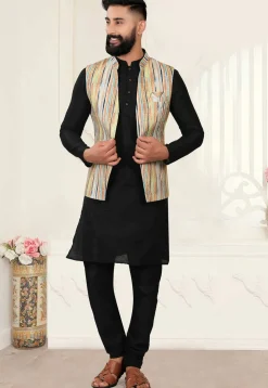 Digital Printed Rayon Nehru Jacket in Multicolor