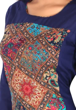 Digital Printed Rayon Straight Kurta in Blue and Multicolor