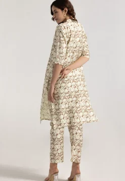 Digital Printed Rayon Straight Kurta Set in Brown