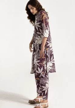 Digital Printed Rayon Straight Kurta Set in Violet