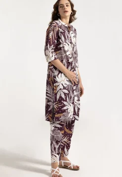 Digital Printed Rayon Straight Kurta Set in Violet