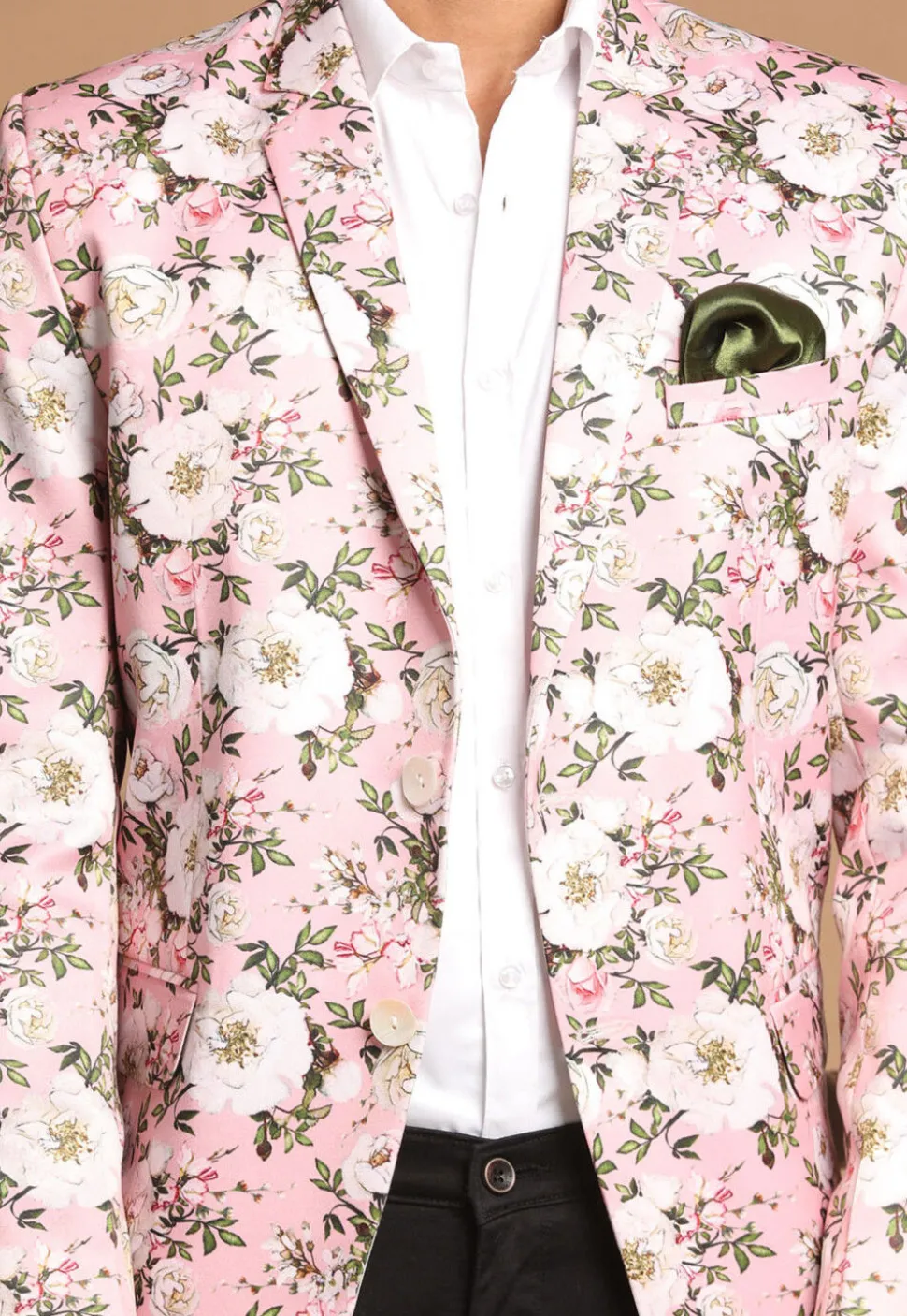 Digital Printed Satin Blazer in Pink