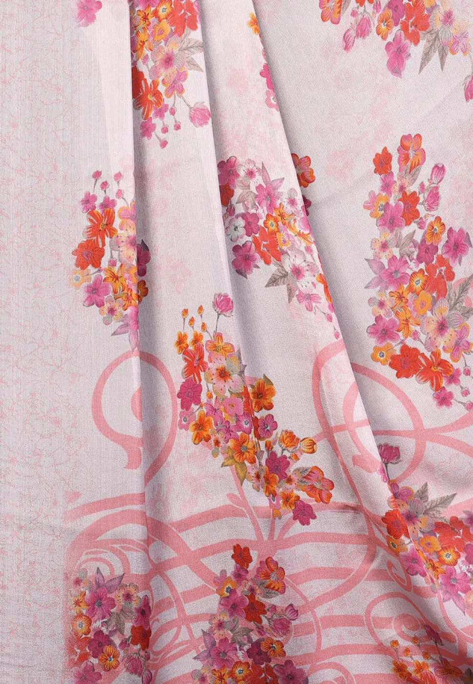 Digital Printed Satin Chiffon Saree in Light Purple
