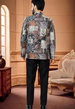 Digital Printed Satin Jodhpuri Suit in Multicolor