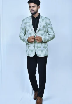 Digital Printed Terry Cotton Suit Set in Dusty Green