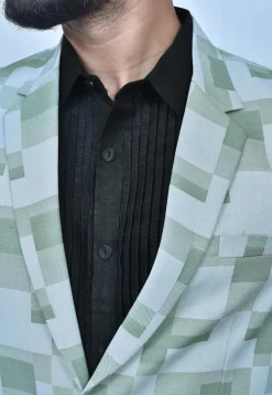 Digital Printed Terry Cotton Suit Set in Dusty Green