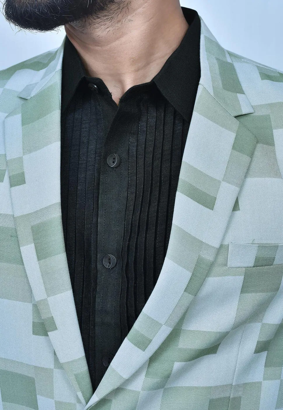 Digital Printed Terry Cotton Suit Set in Dusty Green