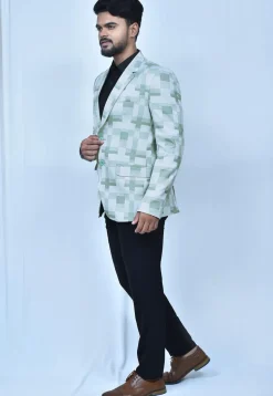 Digital Printed Terry Cotton Suit Set in Dusty Green