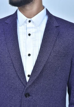 Digital Printed Terry Cotton Suit Set in Navy Blue