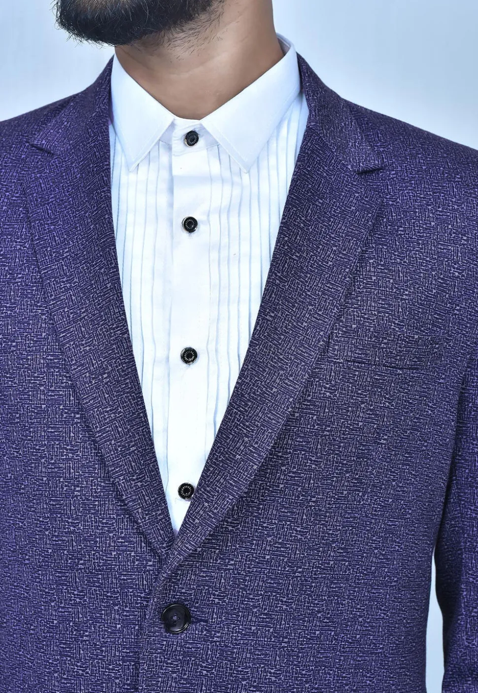Digital Printed Terry Cotton Suit Set in Navy Blue