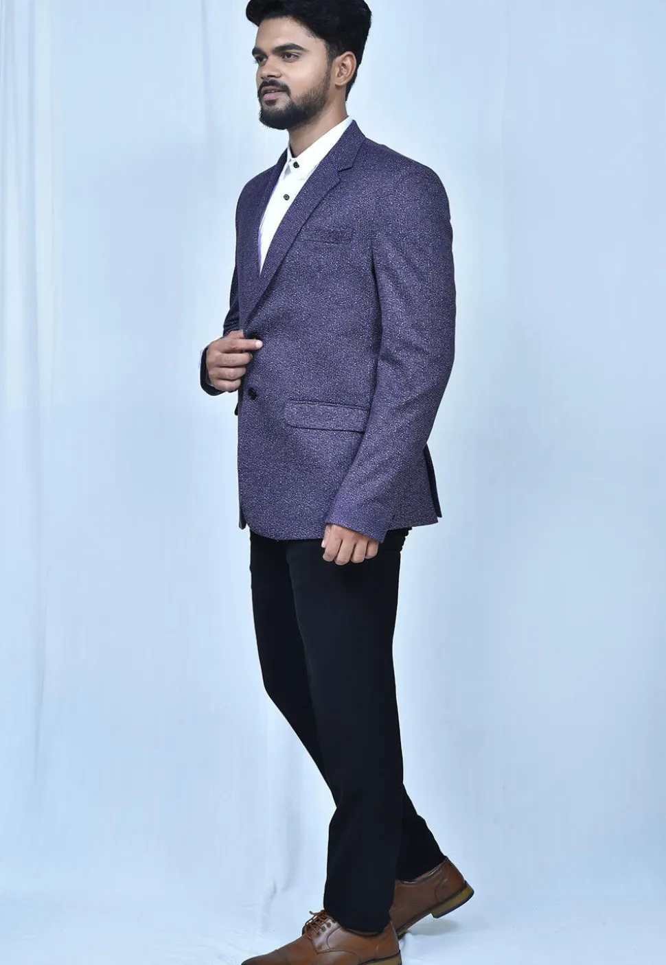 Digital Printed Terry Cotton Suit Set in Navy Blue
