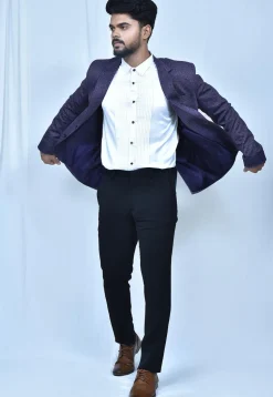 Digital Printed Terry Cotton Suit Set in Navy Blue