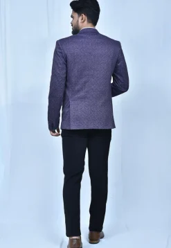 Digital Printed Terry Cotton Suit Set in Navy Blue