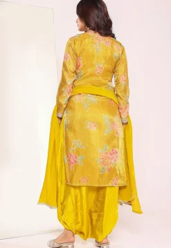 Digital Printed Tissue Punjabi Suit in Yellow