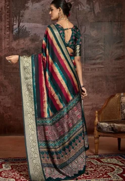 Digital Printed Tussar Silk Saree in Multicolor