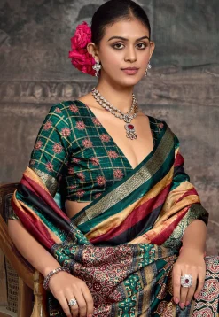 Digital Printed Tussar Silk Saree in Multicolor