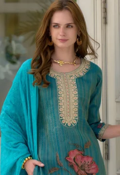 Digital Printed Viscose Silk Pakistani Suit in Blue