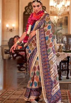 Digital Printed Viscose Silk Saree in Multicolor