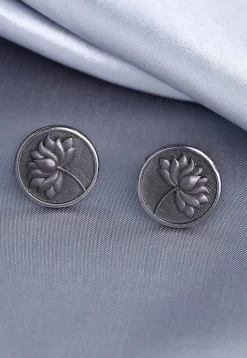Divine Lotus Metallic Cufflink Pair