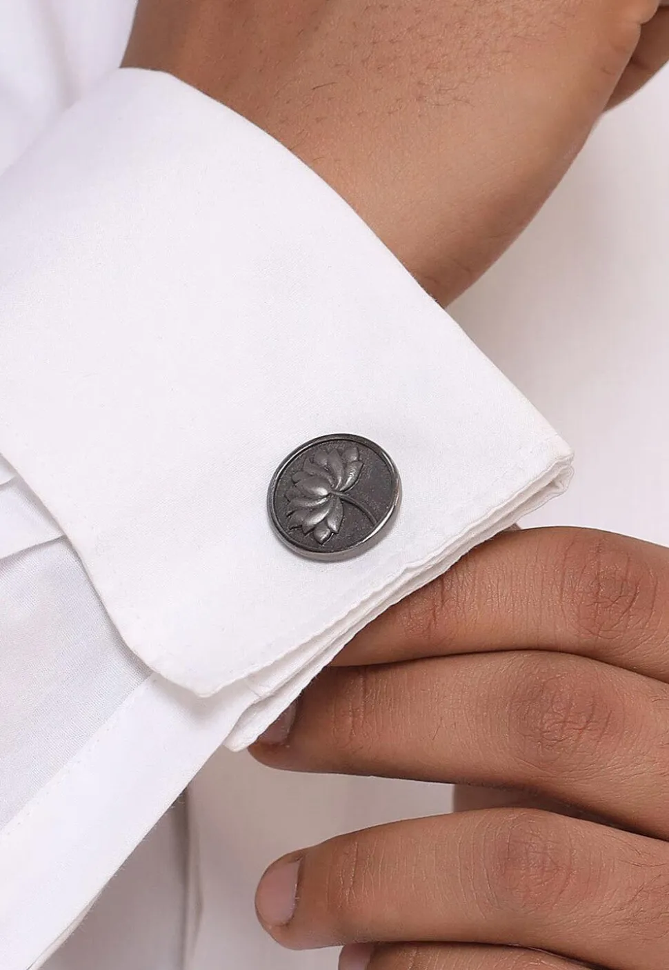 Divine Lotus Metallic Cufflink Pair