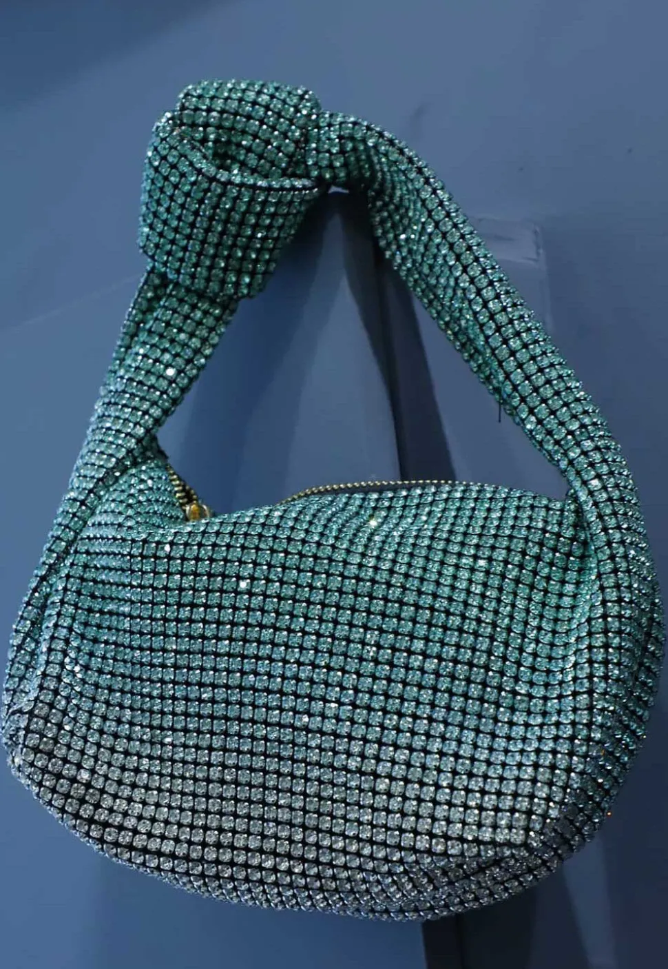 Embellished Art Silk Handbag in Blue
