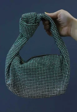 Embellished Art Silk Handbag in Blue