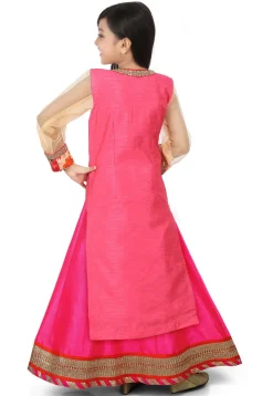 Embellished Art Silk Lehenga in Pink