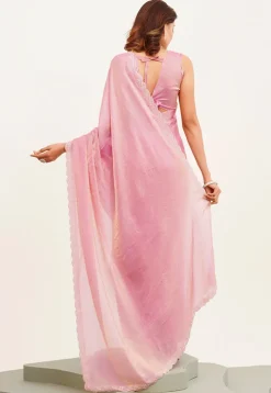Embellished Border Art Silk Saree in Pink