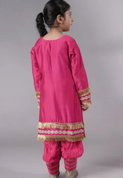 Embellished Chanderi Silk Punjabi Suit in Pink
