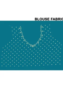 Embellished Chiffon Saree in Teal Blue