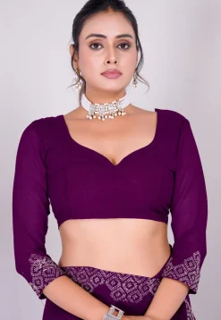 Embellished Chiffon Saree in Wine