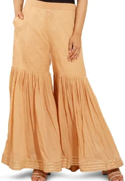 Embellished Cotton Sharara in Beige