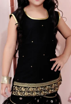 Embellished Cotton Silk Pakistani Suit in Black