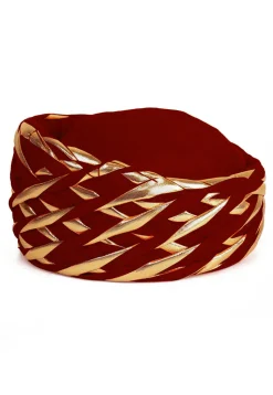 Embellished Cotton Turban in Red