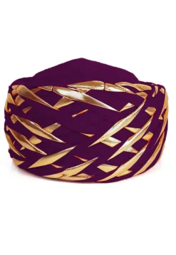 Embellished Cotton Turban in Purple