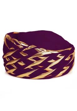 Embellished Cotton Turban in Purple