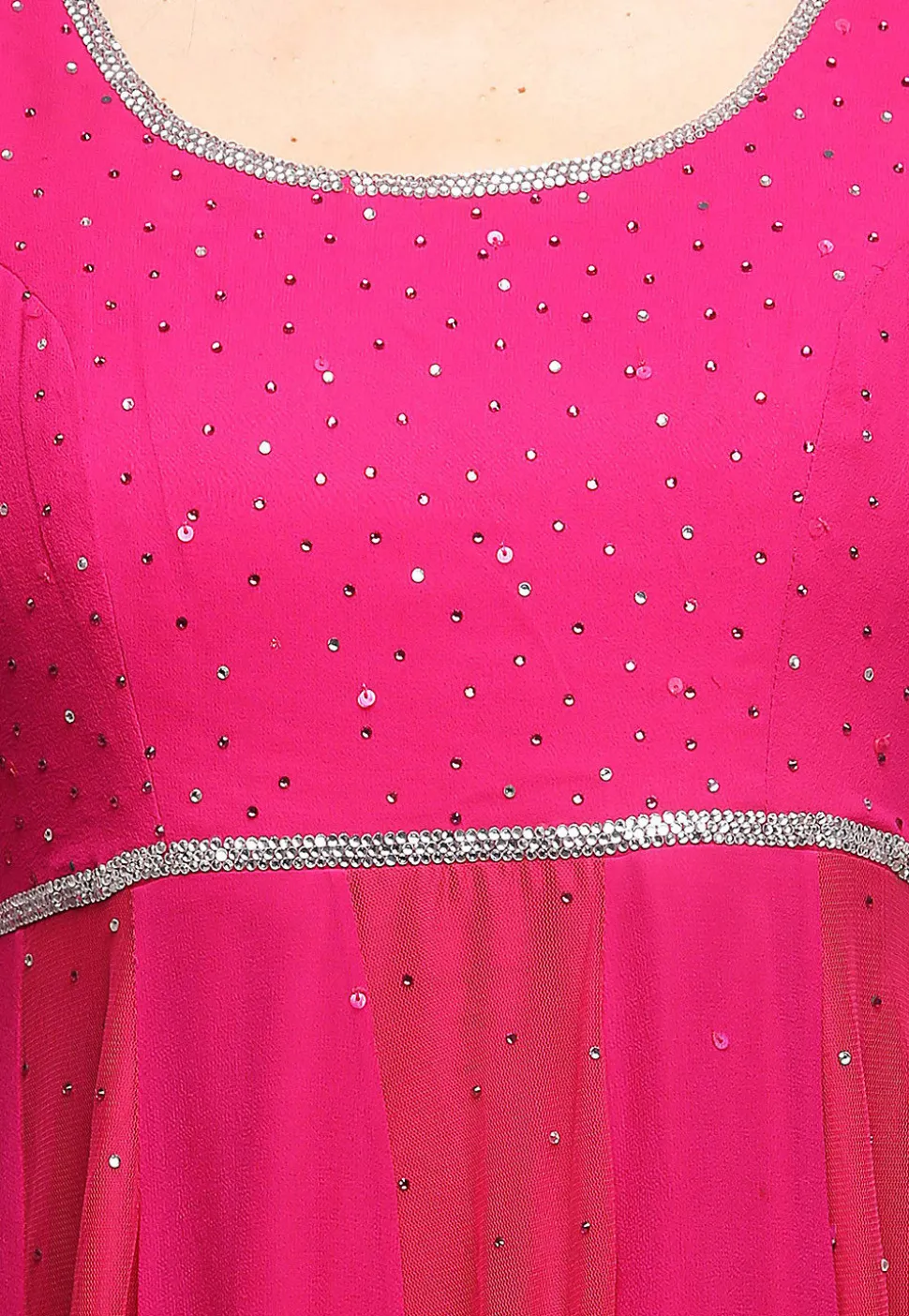 Embellished Georgette Anarkali Suit in Fuchsia