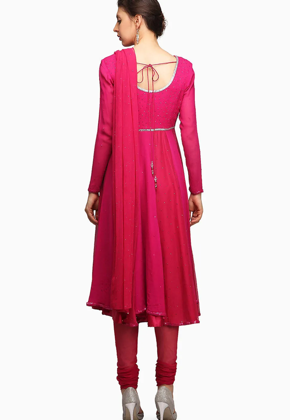 Embellished Georgette Anarkali Suit in Fuchsia