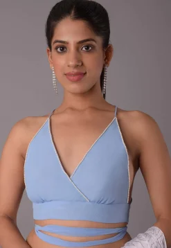 Embellished Georgette Blouse in Sky Blue
