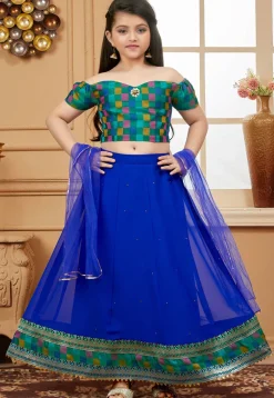 Embellished Georgette Lehenga in Royal Blue